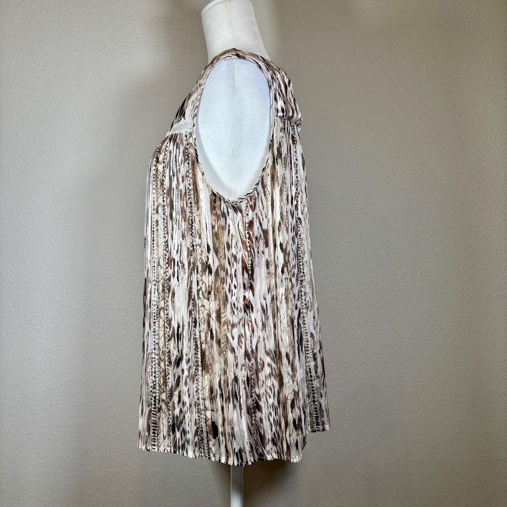 Tahari Beige and Brown Patterned Blouse - Picture 2 of 7